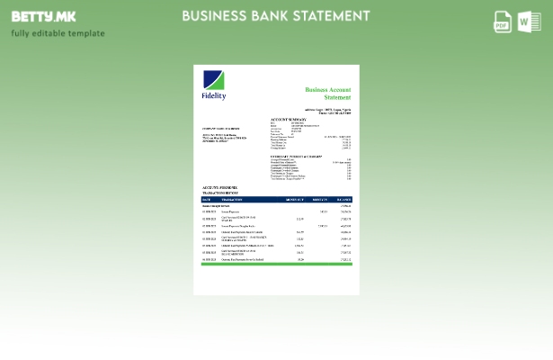 модерен стил Нигерија Фиделити банка извод на претпријатие за сметка Word и PDF 